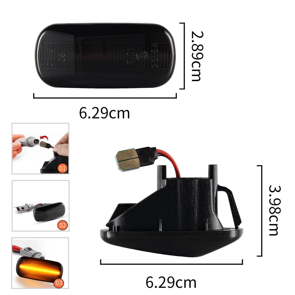 POPMOTORZ LED Side Markers for Honda Integra Civic FD1 FD2 Type Stepwgn Fit GD LED Side Turn Signals with Flashing Hyperflash High Brightness SMD