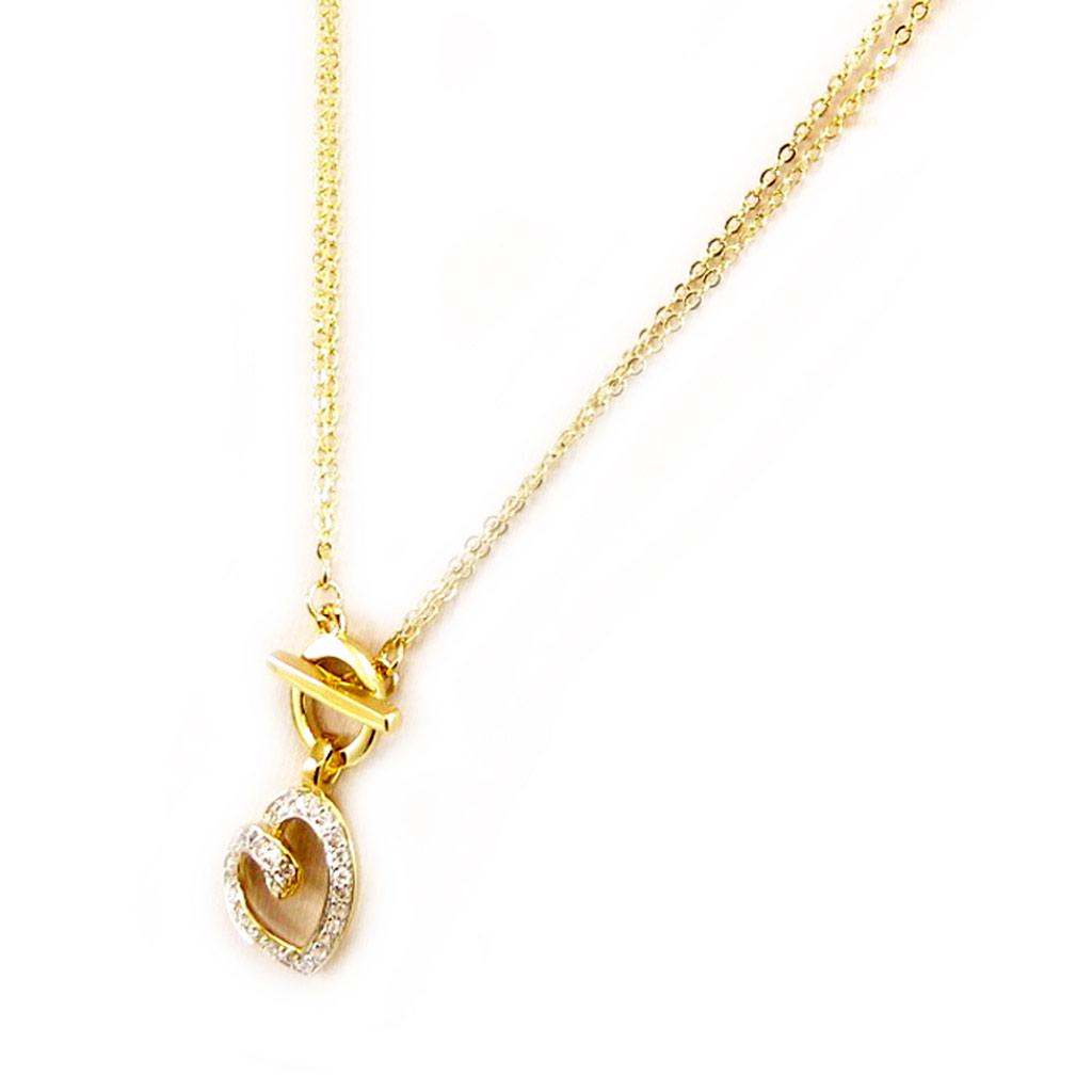 Les Trésors De Lily [D7985] - Gold Plated Necklace 'Baby Love' White Gold - 15x17 Mm