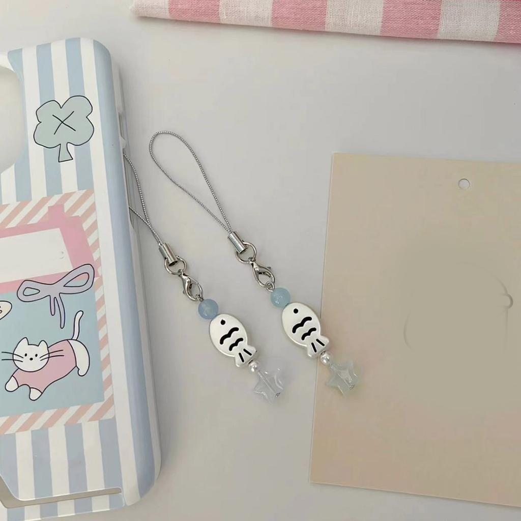 Stylish Fish Phone Chain Ornament Snapper Star Beaded Cellphone Pendant Phone Lanyard Bag Charm for Fashion Individuals