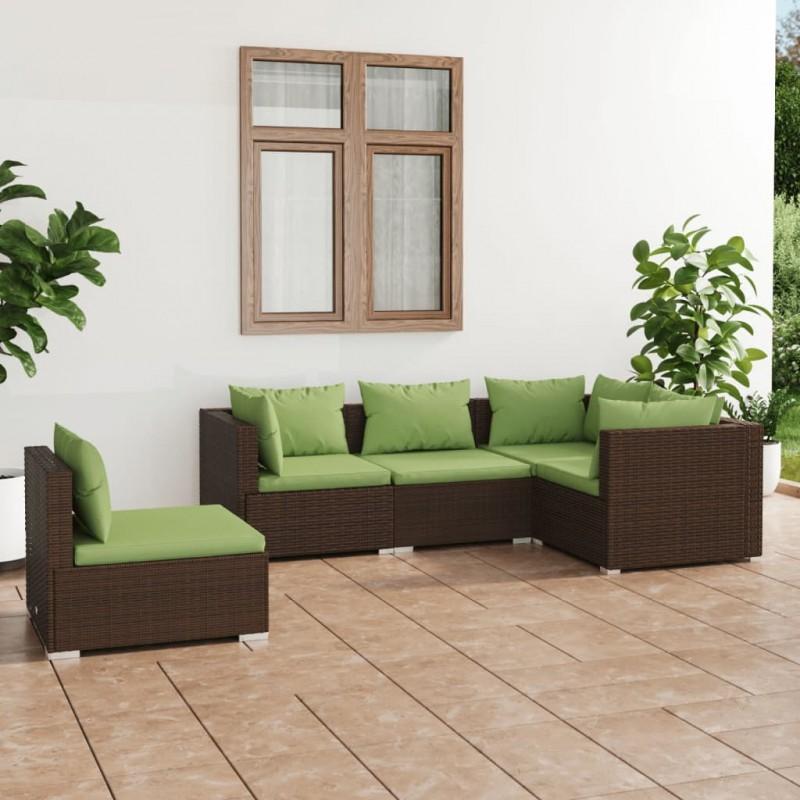 Day and Night - Day and Night 5-piece Garden Sofa Set and Brown Synthetic Rattan Cushions