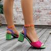 Fashion 2025 Summer Ankle-wrap Women's Open Toe Sandals Outdoor Fashion Buckle Strap Shoes Mixed Colors Chunky Heels Plus Size Sandals