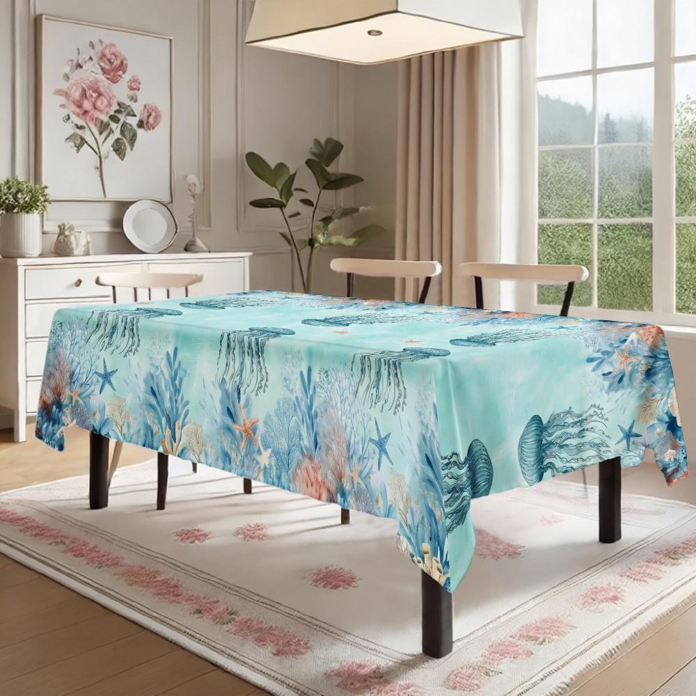 Oceanic Jellyfish Rectangle Table Cloth for Table Decor Holiday Party Waterproof Reusable Tablecloth for Tables Kitchen Dining