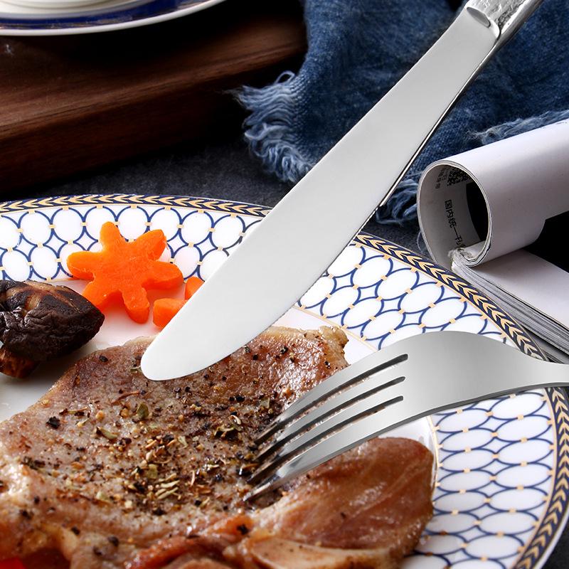 Stainless Steel Cutlery Set Stone Textured Handle Steak Knife Fork and Coffee Spoon High-end Suitable for Restaurants and Hotels