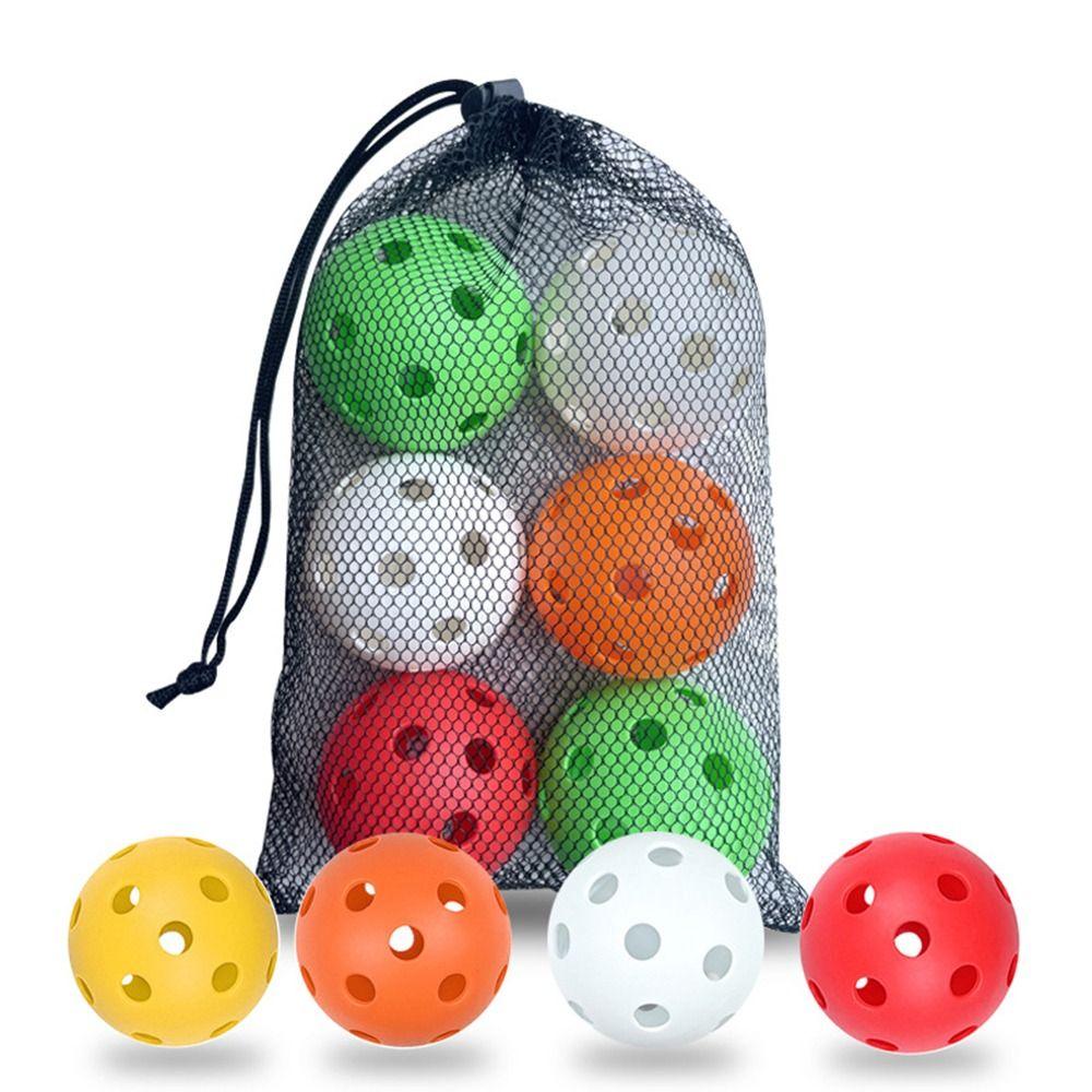 6pcs PVC Pickle Balls with Bag Balanced Competition Ball Portable Pickleball Balls  Indoor