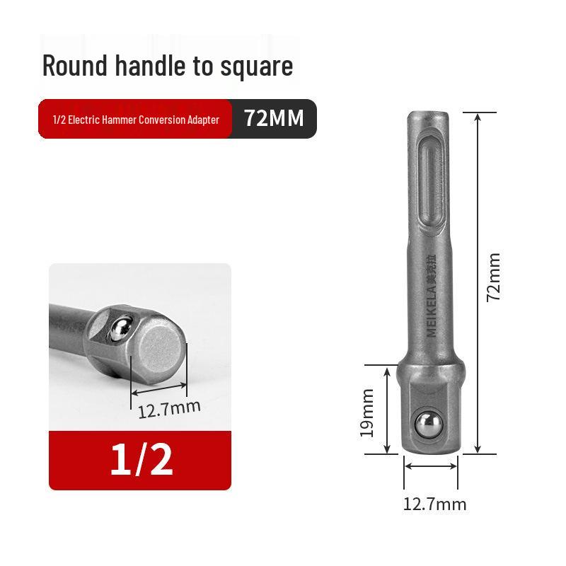 Round Handle To Square Shank Electric Hammer and Wrench Socket Conversion Rod.