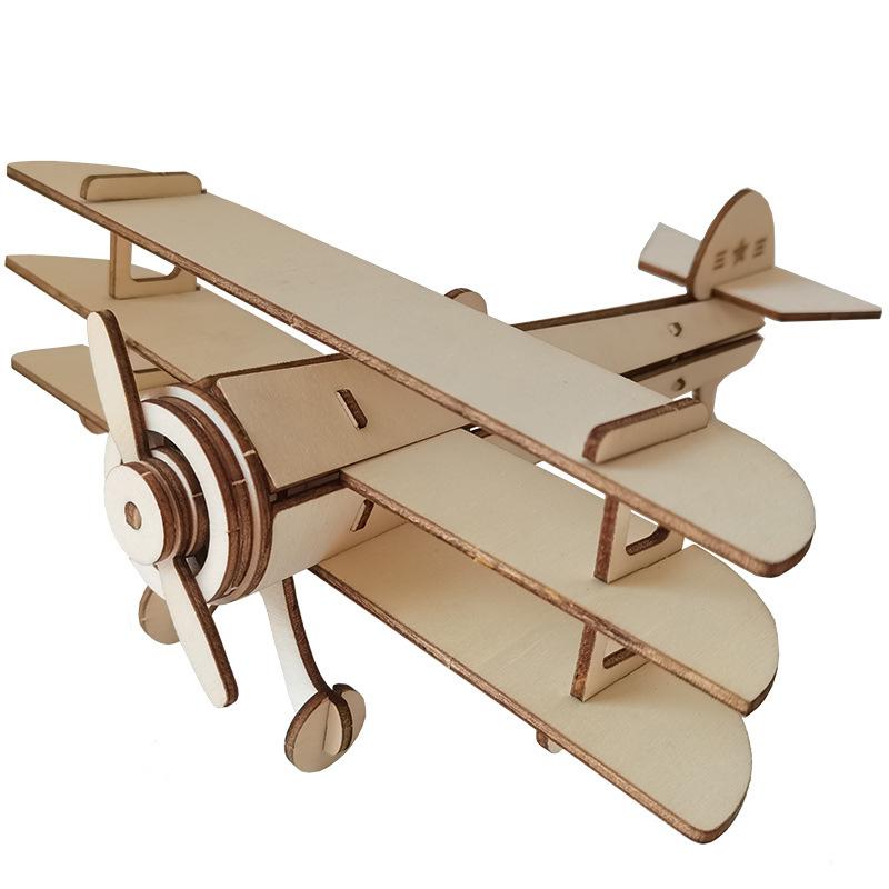 1PC Children's Primary Assembly Model Handmade Wood Aircraft Aerospace Simulation Three-dimensional Puzzle Puzzle Wooden Toy