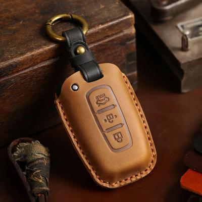 Genuine Leather Handmade Key Cover for Kia - Crazy Horse Design