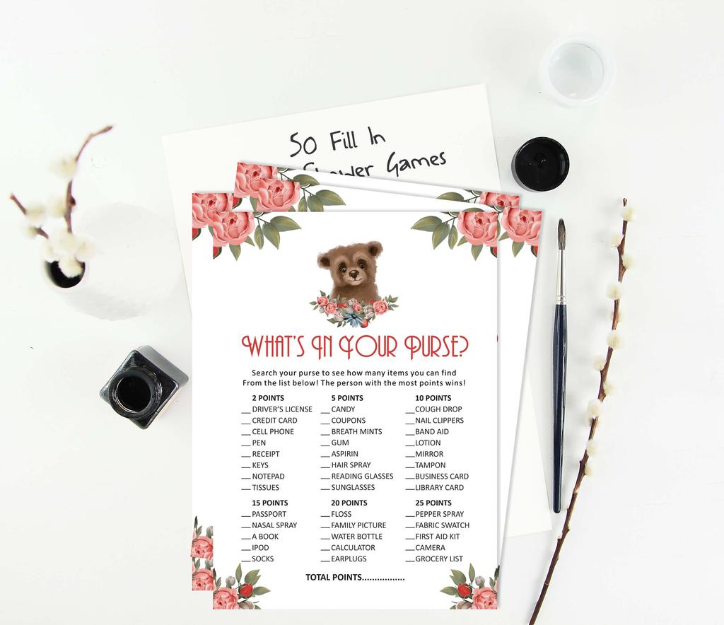 Inkdotpot Baby Shower Game Set Of 50 BabyA  AlphabetA  ABCA  Game Bear Jungle Animals Party