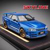 Simulation 1/24 Scale Nissan GTR R34 Skyline Alloy Car Model Pull-Back Sound Light Toy Vehicle Colletion Hobby Miniature Voiture