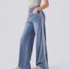 Women's Retro Side Stripe Baggy Wide Leg Jeans, Trendy Double Stripe Long Denim Pants for Casual Street