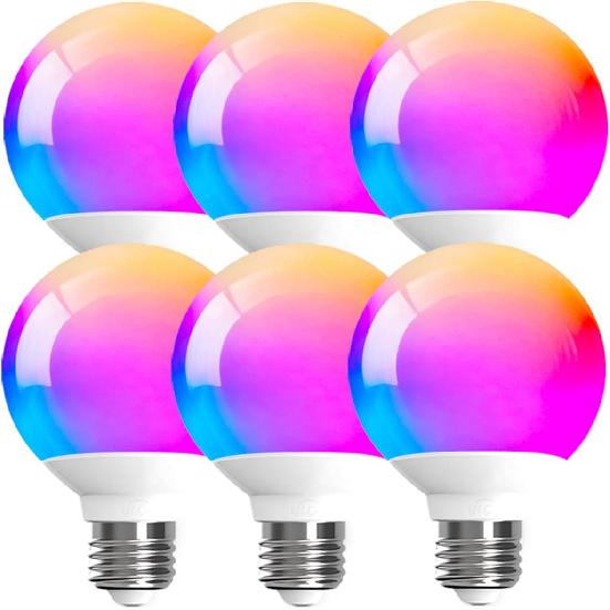 ILC G25 LED Vanity Globe Light Bulbs 6W, Work with Alexa Required Echo Device, Color Changing, 60W Equivatlent, Color Tunable CCT 2700-6000K,