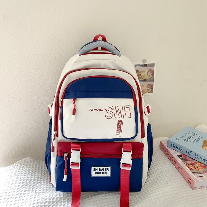 Children's Schoolbag Student Large Capacity Backpack Men's Color Block Backpack Patchwork Women Backpack