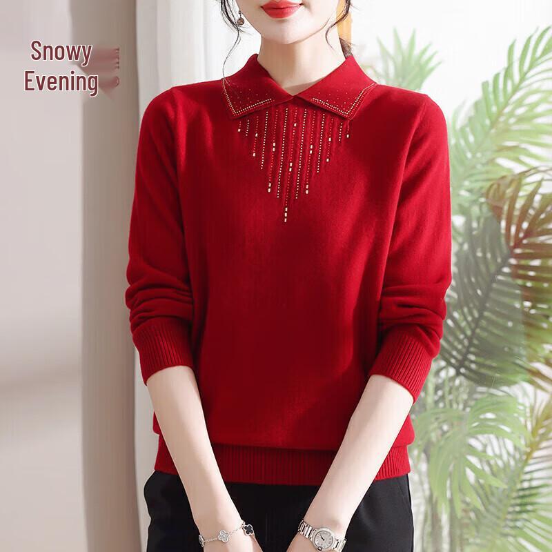 

XUEXI Women s 100% Wool Rhinestone Turtleneck Base Layer Top XL (170/92A)