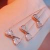 18K Gold Bow Diamond Necklace: Exquisite, Versatile, Light Luxury Clavicle Chain with Heart Pendant.