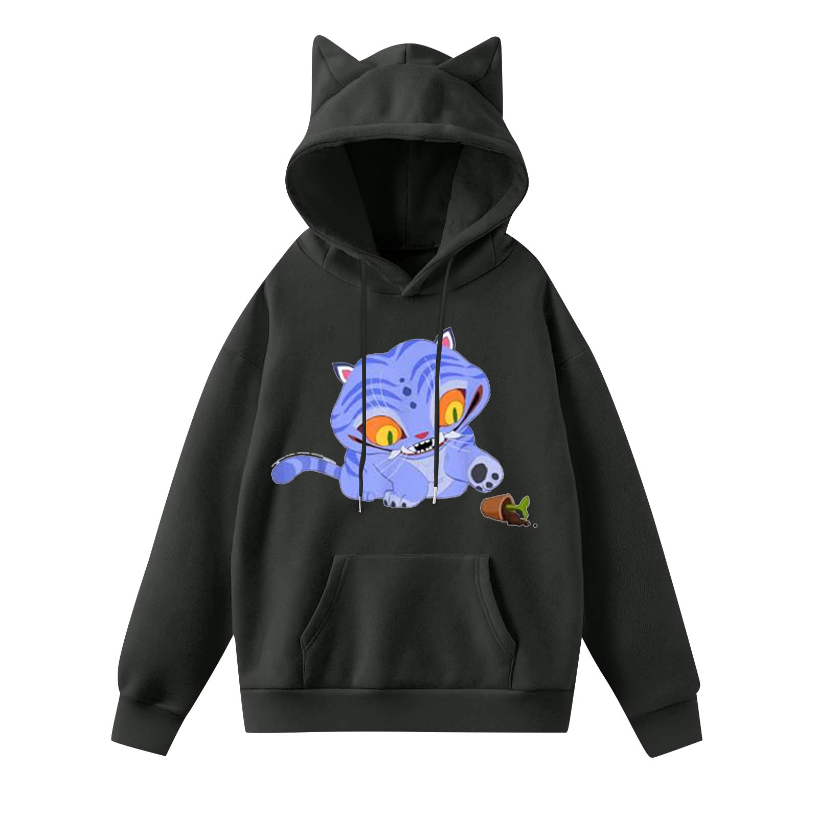 

Женская мода повседневная толстовка с капюшоном с длинным рукавом и круглым вырезом с карманами XXL