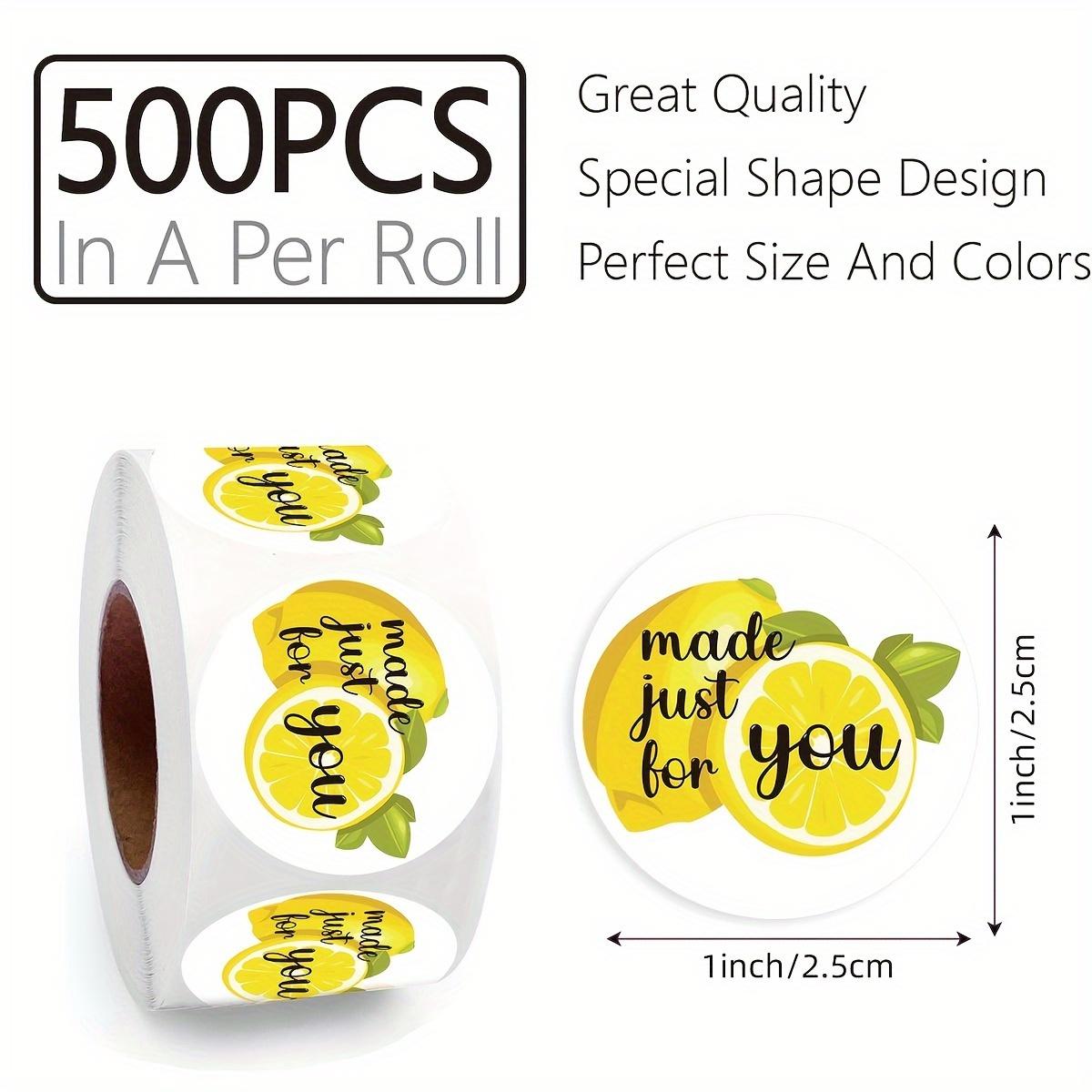 

500 Stickers/roll English Lemon Self-adhesive Stickers Envelope Sealing Roll Party Gift Decoration Small Business Gift Bag Packaging Label PVC