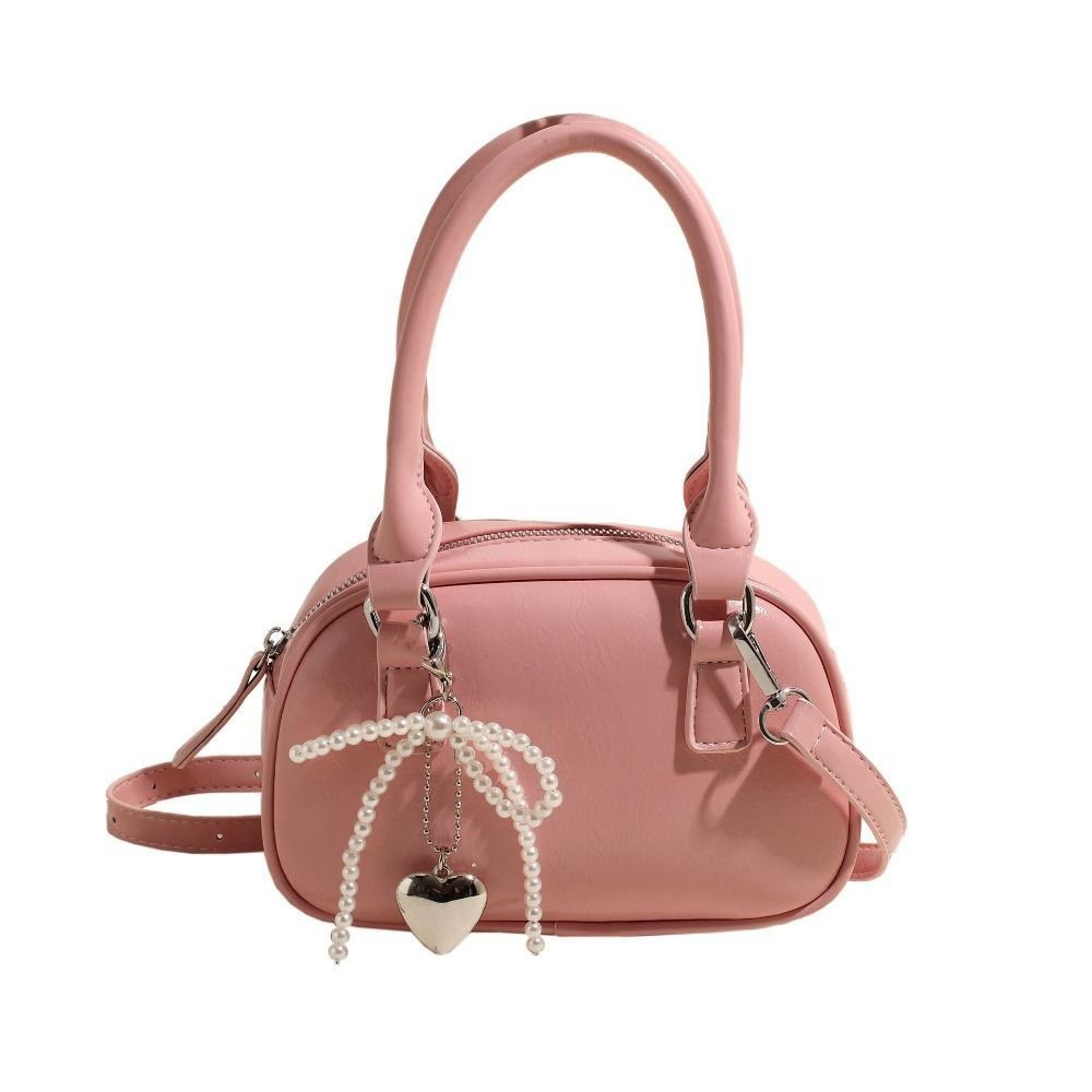 

С подвеской Серебристая Сумка-тоут Сумка через плечо Сумка-бостон из ПУ Сумка для боулинга Уличная одежда розовый