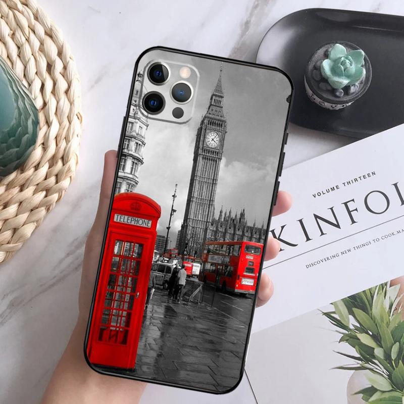 London Red Bus Big Ben Phone Case For iPhone 16 Pro 11 12 13 14 15 Pro Max Mini XS X XR 7 8 16 Plus Cover Coque