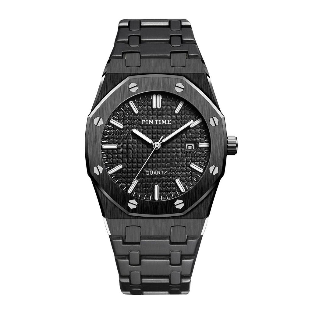 Men's Swiss Quartz Octagonal Steel Band Watch - Waterproof Model