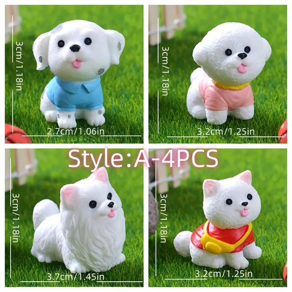 1/4pcs/Micro Landscape Resin Cute Simulation Color Puppy Gardening Ornaments Dog Home Decoration Crafts Samoyed Bichon