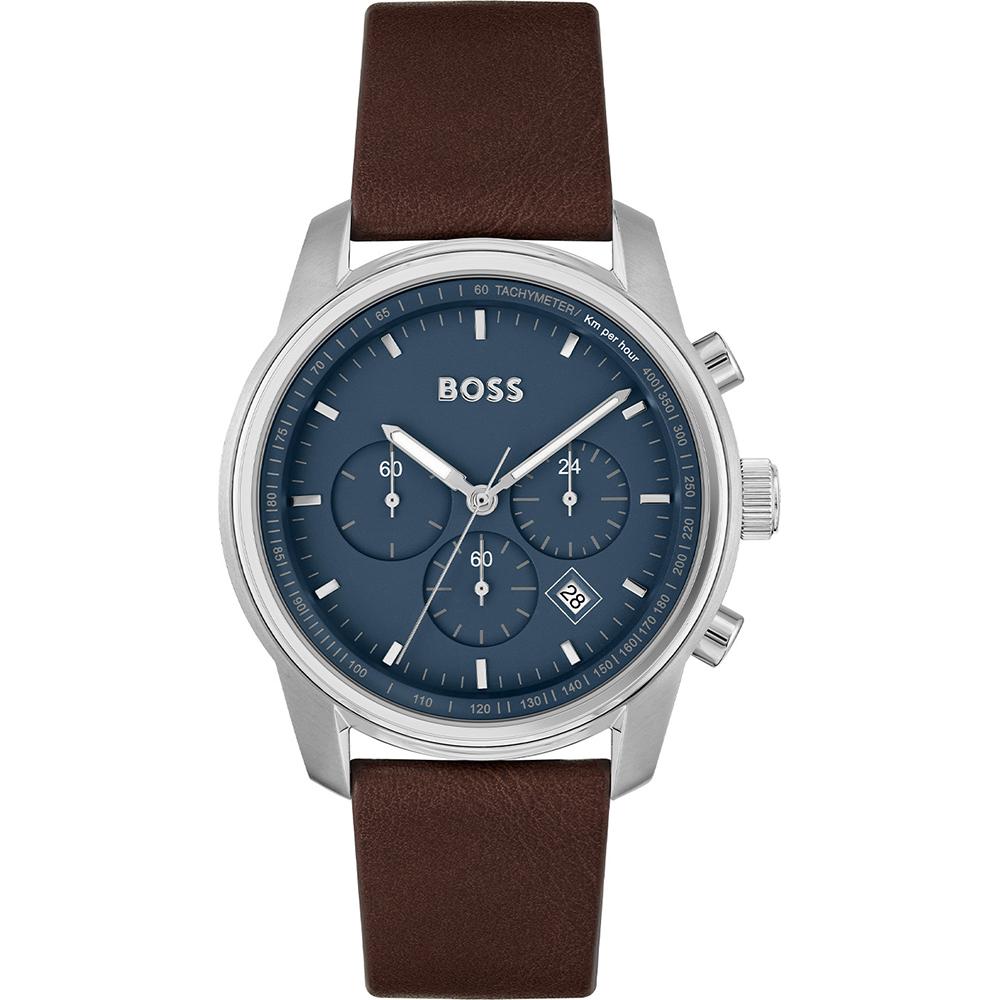 BOSS Trace Blue Dial Brown Leather Men s Quartz Watch 1514002 синий