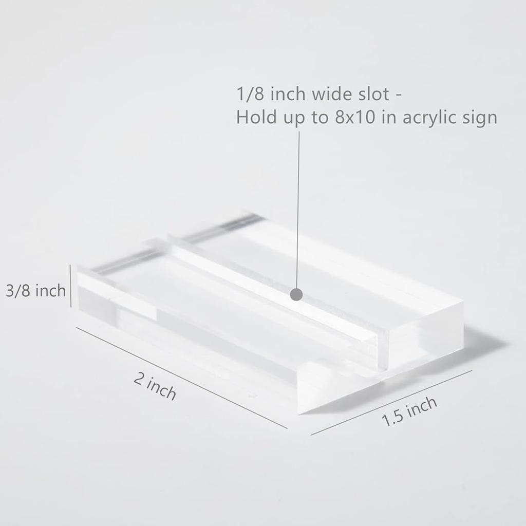 UNIQOOO 2" Clear Acrylic Stand | 18 Pack 3mm Slot Wedding Sign Holders, Perfect for Wedding, Table Number, Exhibition, Office, Restaurant, Business