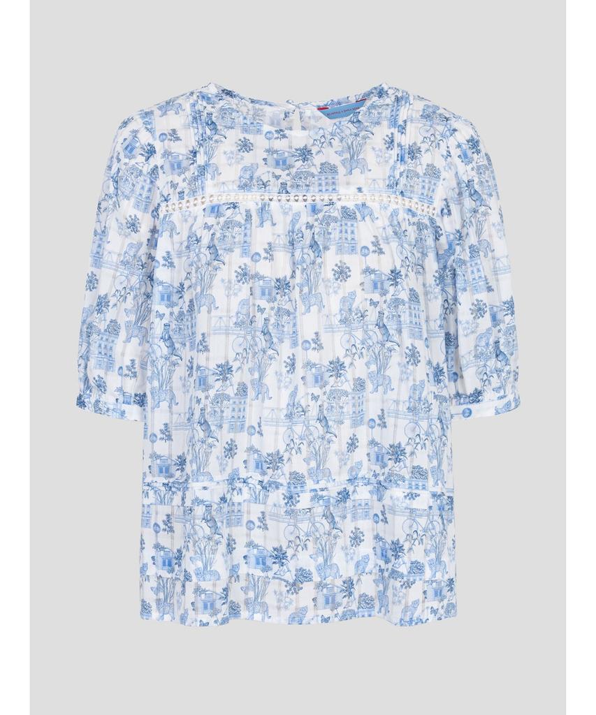 Binpolleidiseu [Daria Song] All-Over Short Sleeve Puff Blouse Sky Blue (Bf6565K51Q)