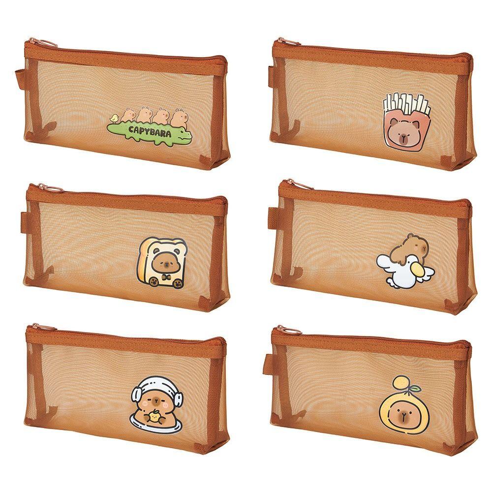 

Mesh Pen Bag Capybara Pencil Case Multi-functional Stationery Organizer Gift 02