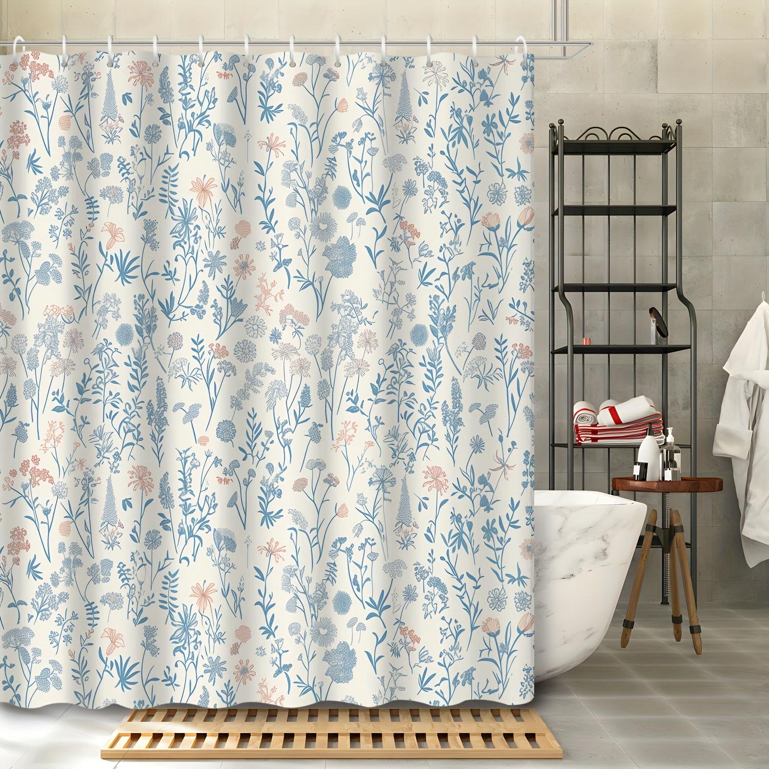 

Water-Resistant Polyester Floral Shower Curtain - Machine Washable, Hooks & Grommets, All-Season Bath Decor W60H190(CM)-1 Pcs