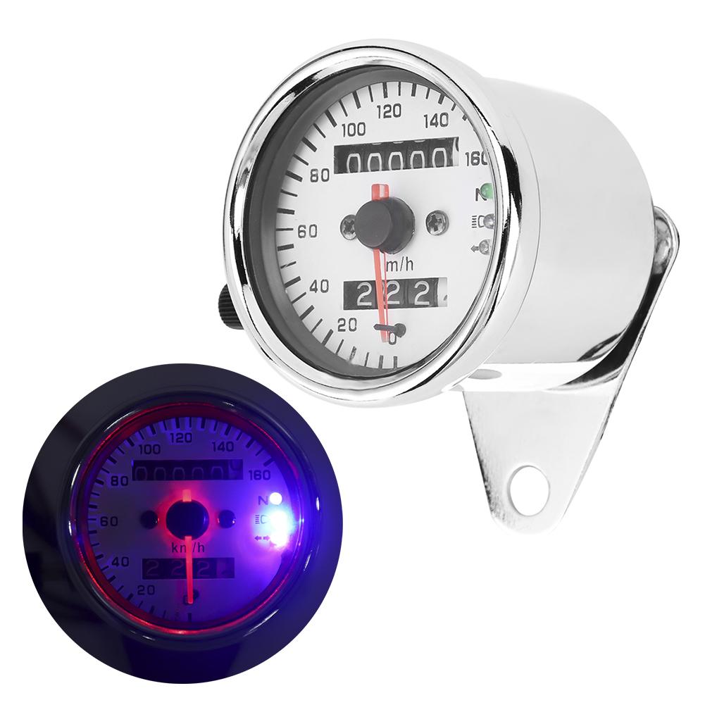 Motorcycle Meter Speedometer Odometer Gauge Turn Signal Headlight Indicator Vintage Steel 12V