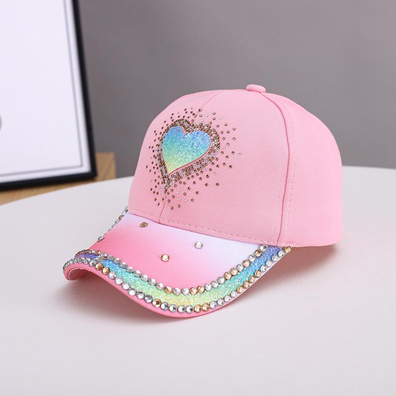 New Women's Fashion Casual Love Diamond-encrusted Denim Baseball Cap Outdoor Sports Versatile Face Small Baseball Cap Tide
