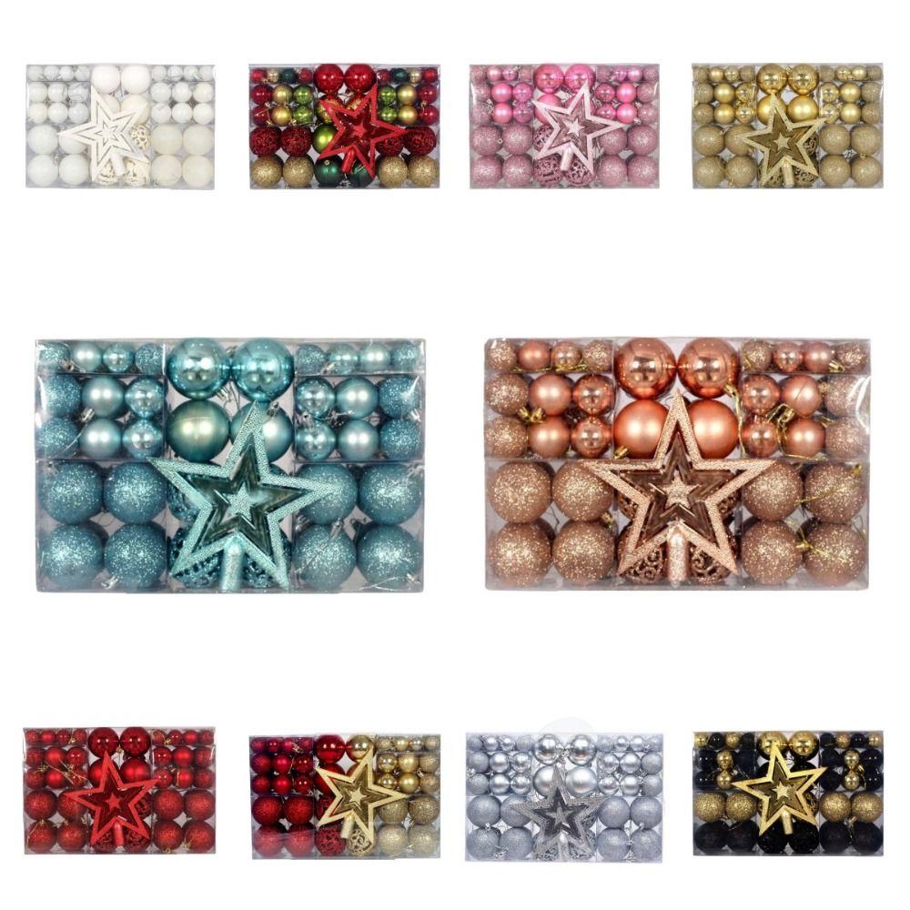 101Pcs Plastic Christmas Ball Set Multiple Color Christmas Ball Gift Box Home Decor