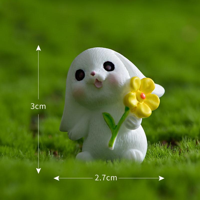 Resin Rabbit White Figurines Toy Model Desktop Car Decoration Accessories Gift
