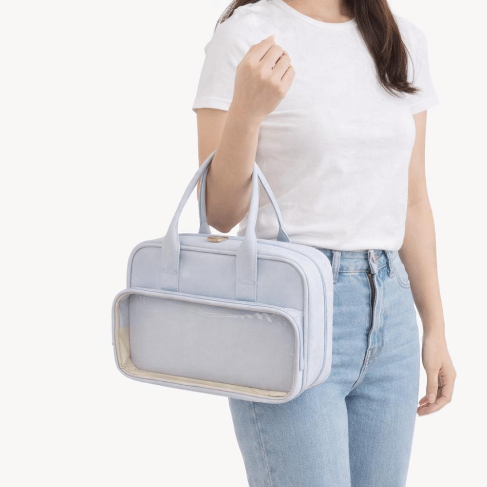 Solid Color Makeup Bag PVC Toiletry Bag Fashion Handheld Cosmetic Case Ladies