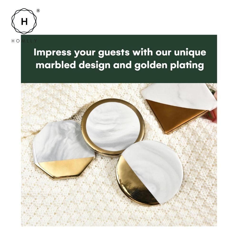 Homlly keii Gold Marble Coaster (4pcs set)