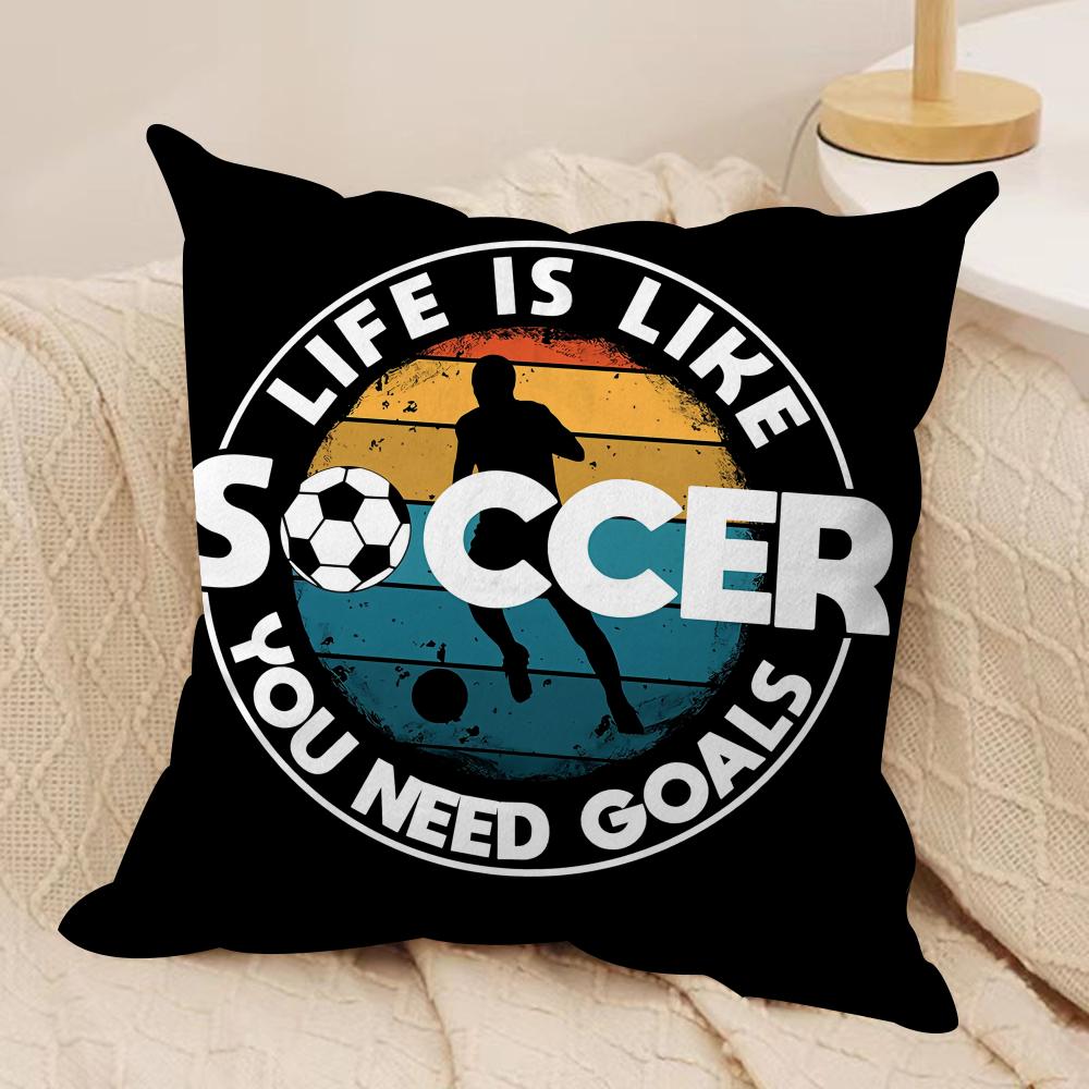 Soccer Lover Football Cushion Cover Soft Plush Fabric DoubleSided Printed Cushion Covers for All Seasons Modern HomeDecor Gift