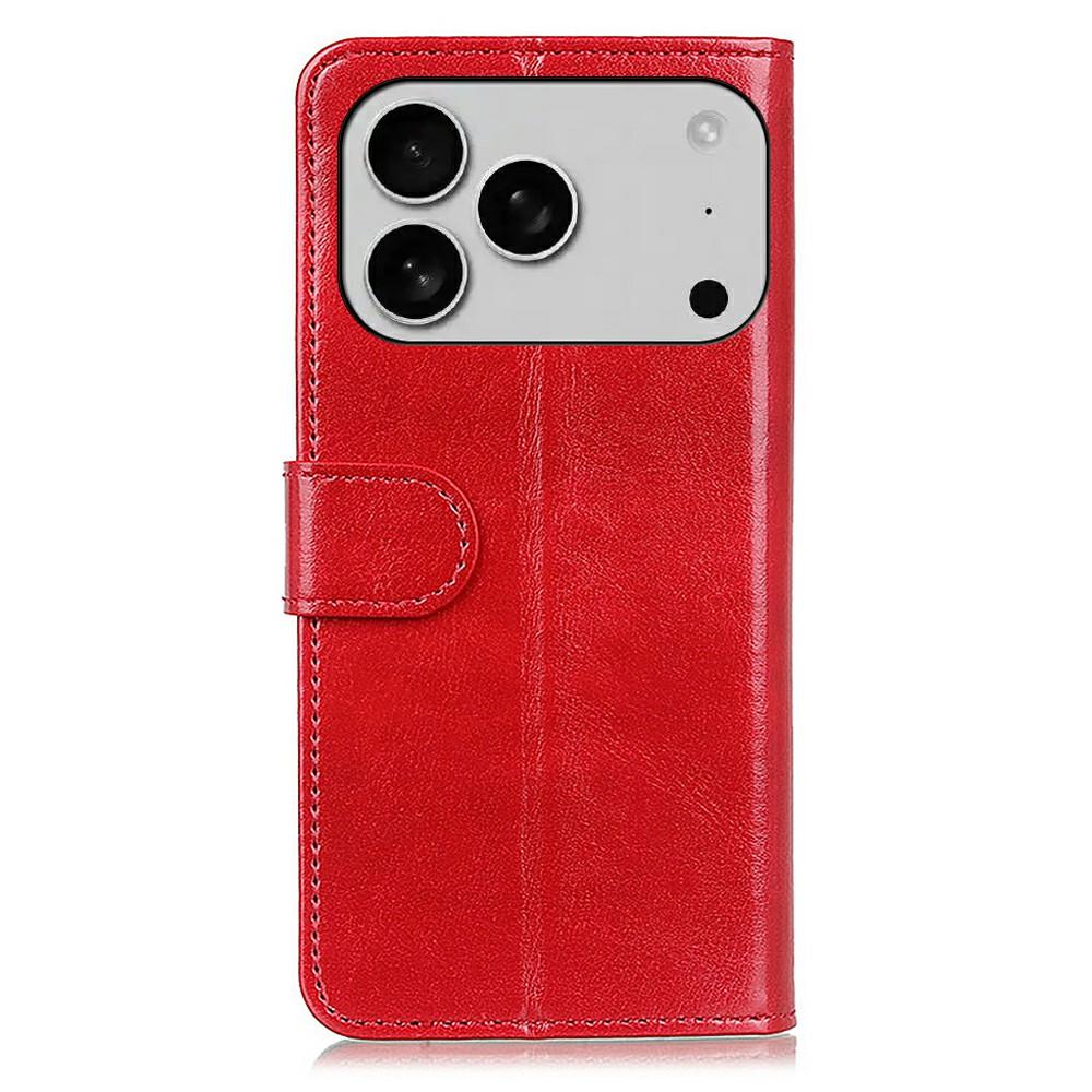 For iPhone 17 Pro Case Crazy Horse Texture PU Leather Phone Stand Cover
