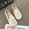 Soft leather flat-soled hole shoes, new in the summer of 2025, one-pedal soft-soled lazy hollow breathable women's shoes sandals