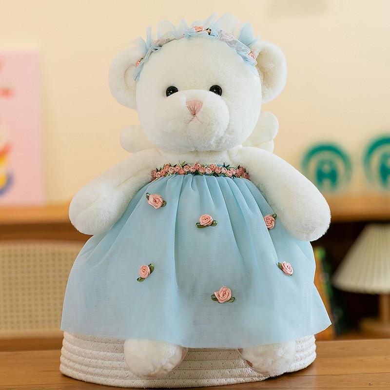 Adorable Soft Plush Rabbit And Bear Dolls In Floral Dresses For Unique Gifts