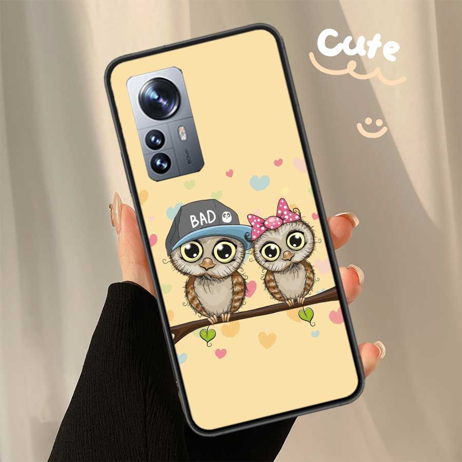Cute Owl Hearts Lover Christmas Phone Case For Xiaomi Poco X6 X5 X4 X3 GT NFC M4 M5 Pro 5G M3 Mi Note 10 Lite F5 F4 F3 F2 F1 Cap
