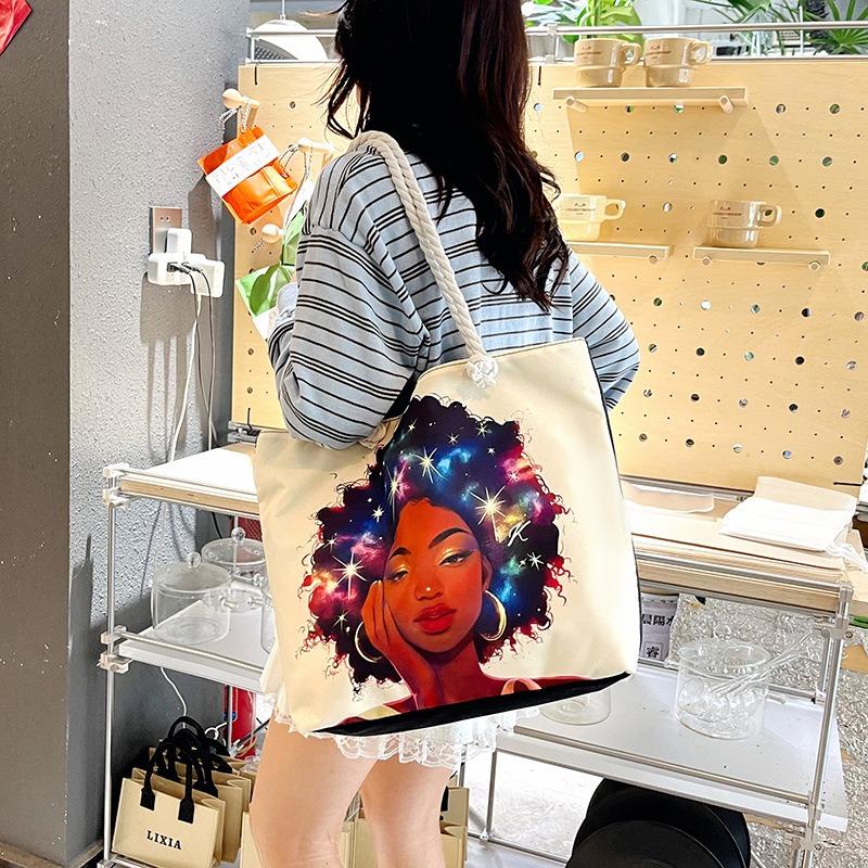 Fashion Versatile Tote Bag New Women's Portable Shopping Bag Creative Women's Printing Aesthetic Beach Bag Women