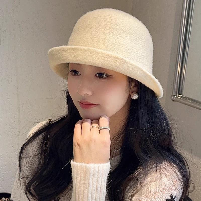 Hat French Autumn and Winter Wool Top Hat Basin Hat Temperament Hepburn Retro Fashion Fragrance Elegant Bucket Hat Socialite