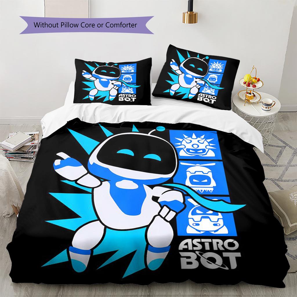 ASTRO BOT Pattern Bedding,Quilt Set Quilt Cover Pillowcase Home Birthday Gift (1 * Duvet Cover + 2 * Pillowcase, Without Core)