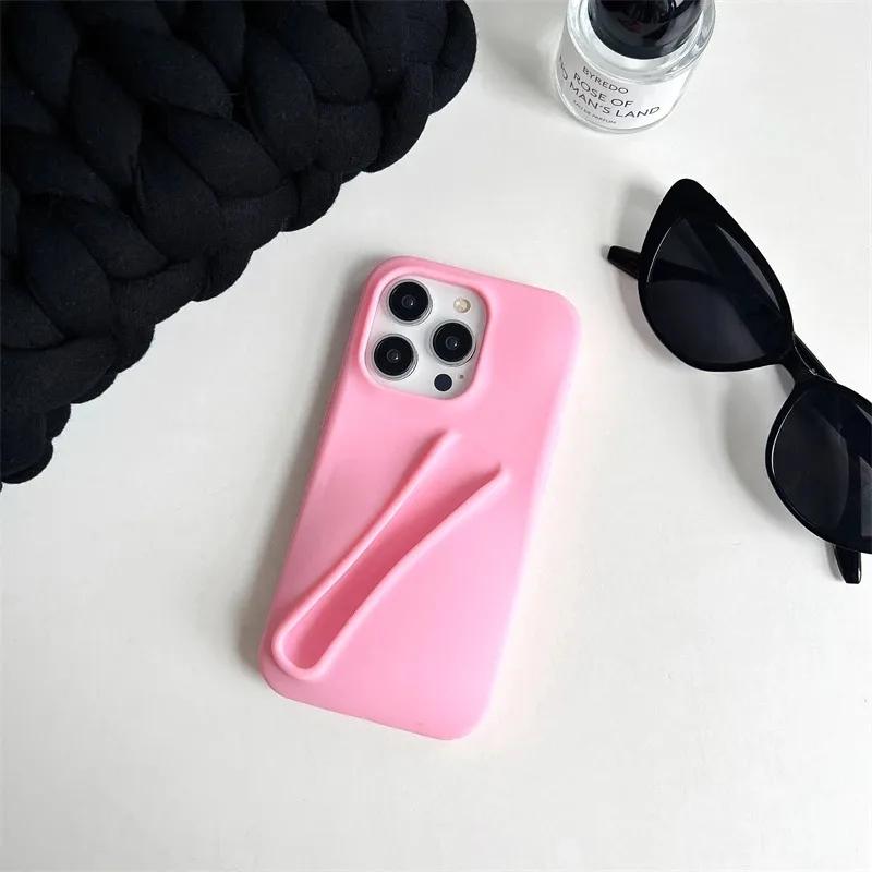 Capa de silicone macia para maquiagem com batom para iPhone 16, 14, 15 Pro Max, X, XS, XR, 11, 13, 12 Mini, 6, 7, 8 Plus SE, capa portátil para brilho labial
