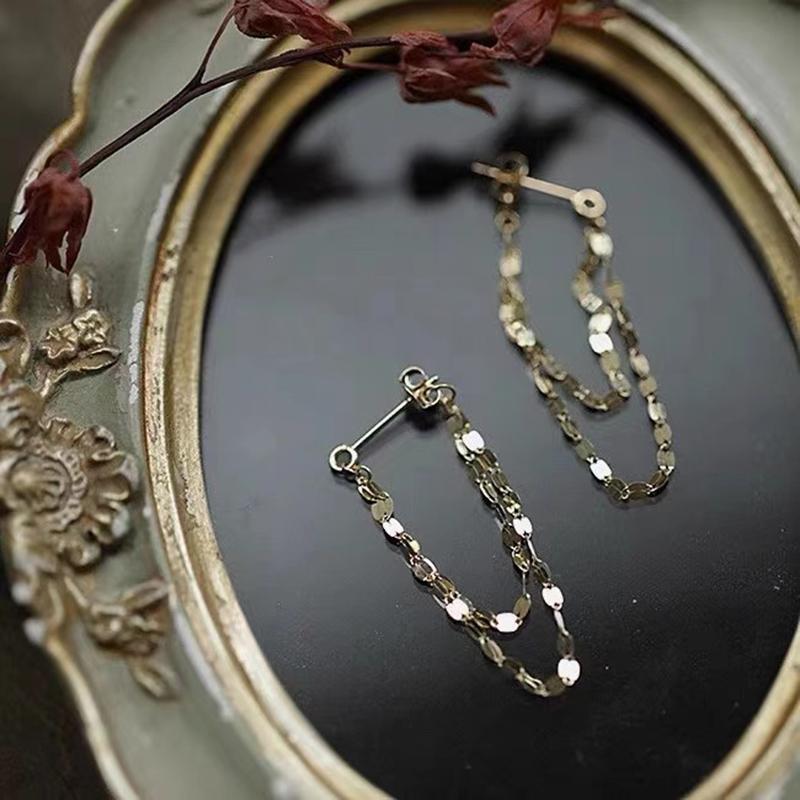 925 Sterling Silver Simple Style Earrings Personalized Chain Style Women Earrings Birthday Gift for Friends Exquisite Jewelry