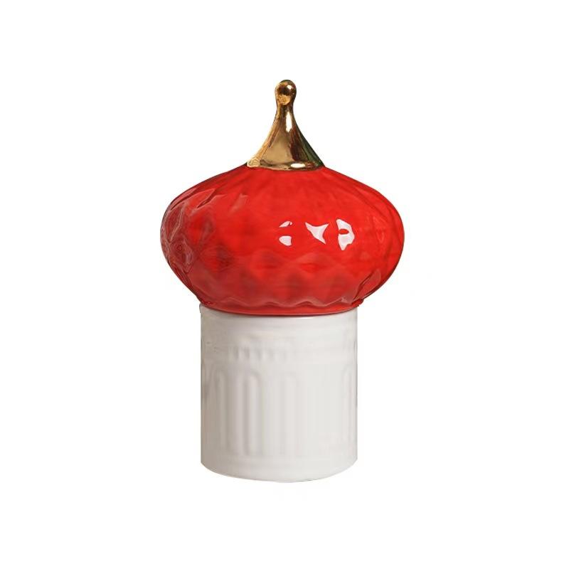 Creative Ceramic Candy Jar Fairy Castle Candle Jar Household Delicate Jewelry Cosmetics Cotton Swab Box Tabletop Art Decoration