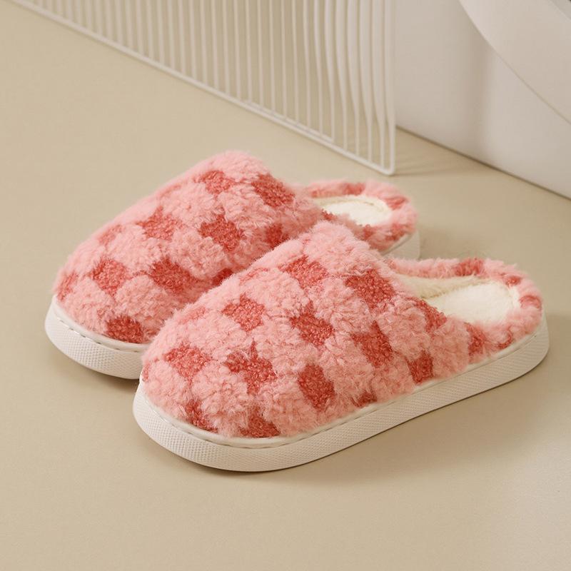 Women's Plush Cotton Slippers with Sweet Bow, Thick-Soled for Indoor Autumn/Winter 2026