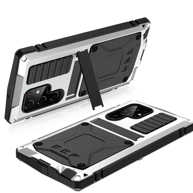 Case for Samsung S26 S25 Edge S23 S24 S21 Ultra S20 Plus Heavy Duty Metal Aluminum Shockproof Cover Screen Protector Kickstand