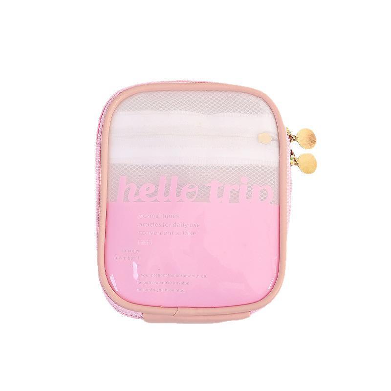 Transparent Travel Cosmetic Bag Portable Mini Waterproof Cosmetic Lipstick Bag Large Opening With Zip Outdoor Clutch Bag