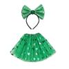Stpatricks Day Lucky Green Clover Adult Sequin Yarn Short Skirt Hoop Festival
